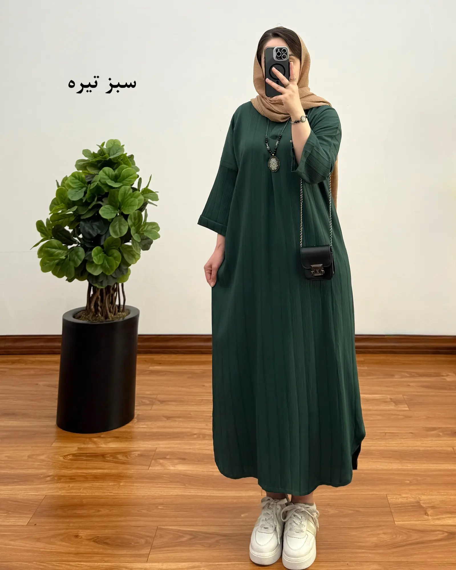 کفتان زنانه بلند مدل یقه کوبایی